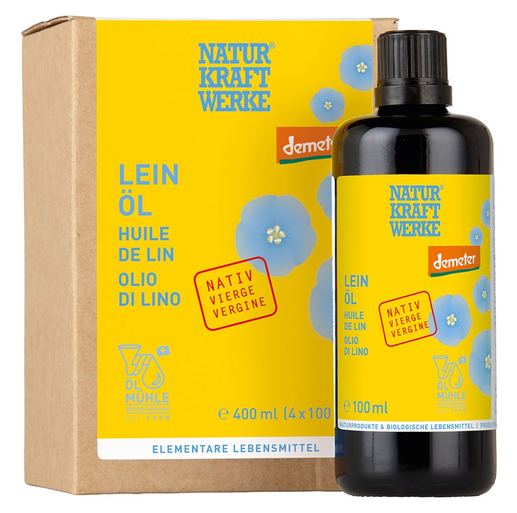 Leinöl Monatsset 4 x 100 ml Demeter im Violettglas